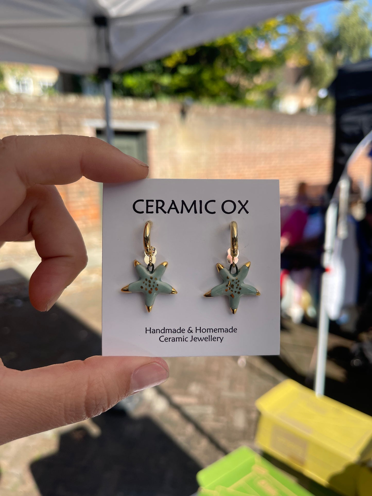 Hoop starfish earrings