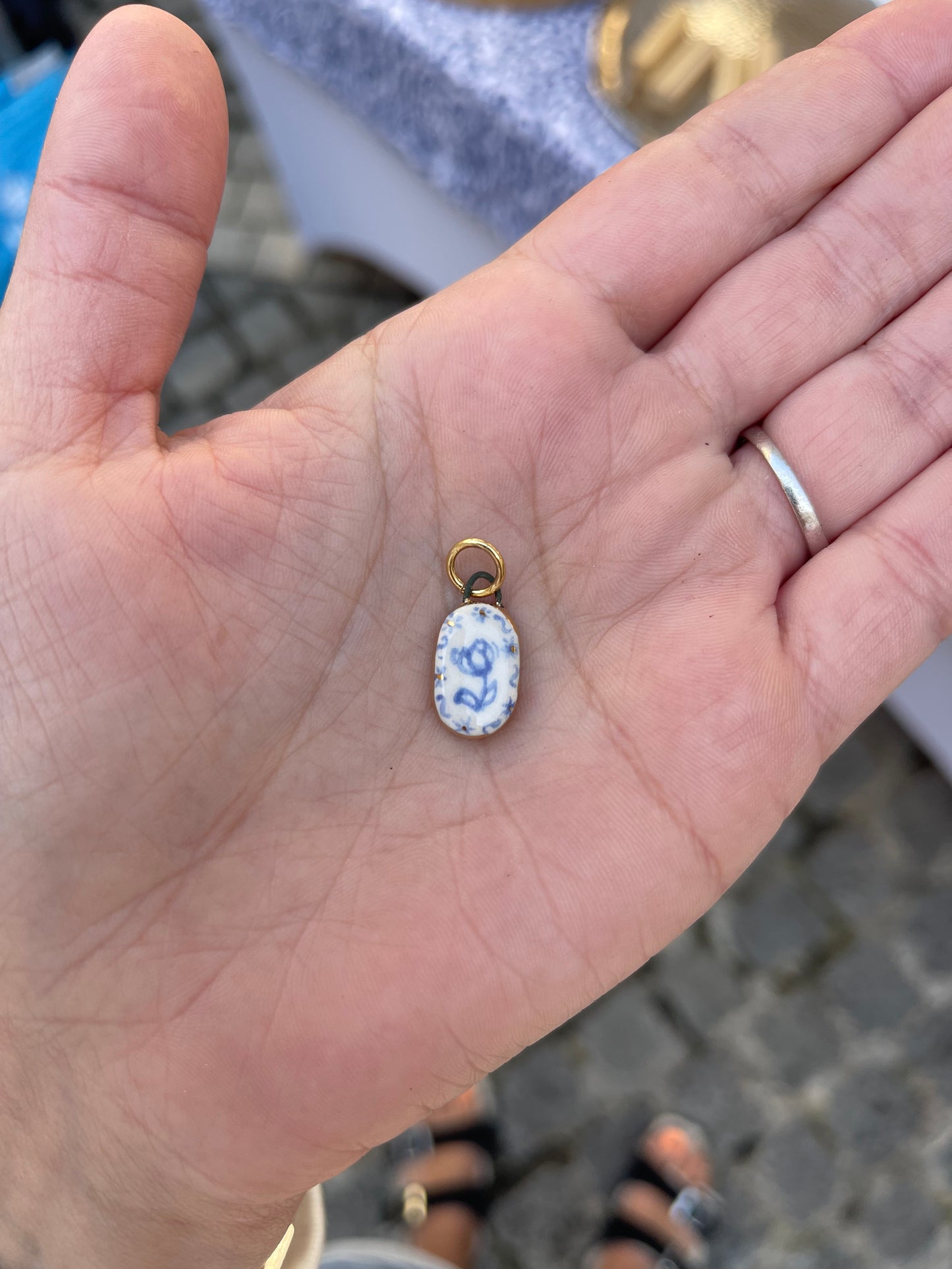 Blue painted flower charm